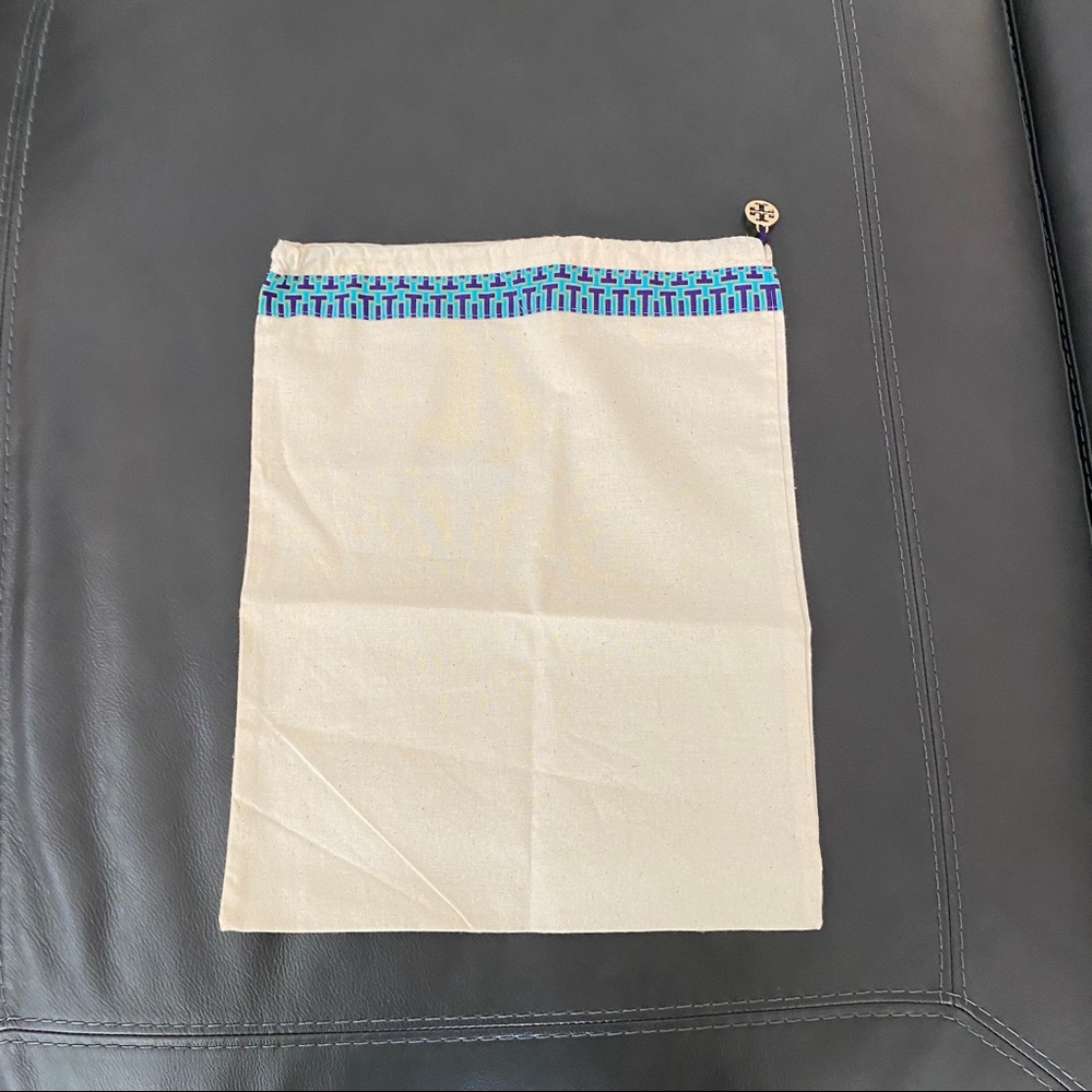 New Tory Burch Logo Drawstring Canvas Dust Bag For Shoes, Belt, Handbags
